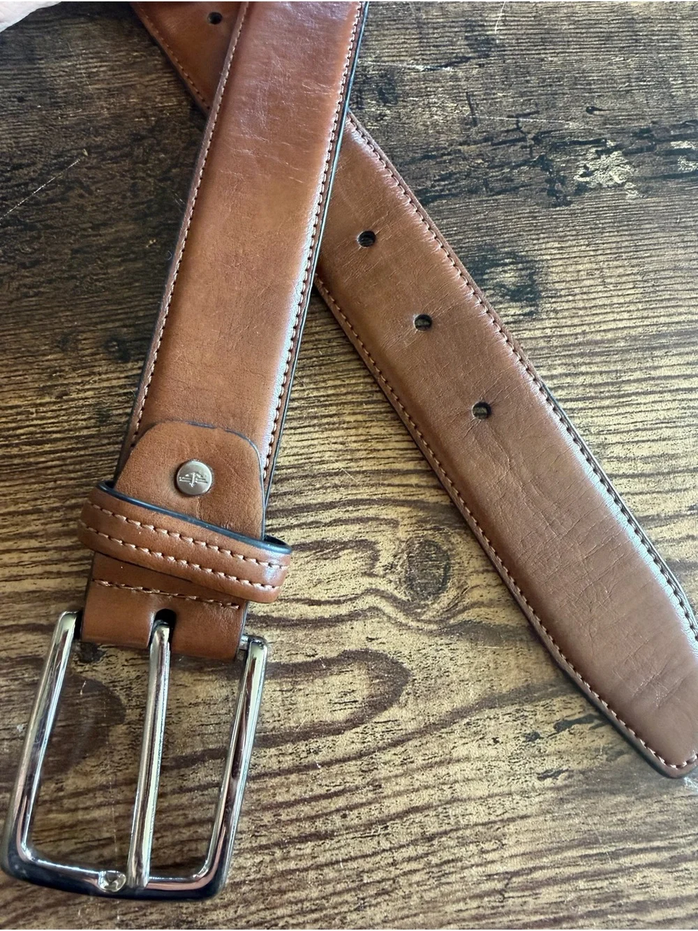 Dockers Men's Brown Leather Belt - Classic Casual Dress Belt